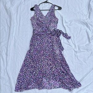DKNY Asymmetrical Purple Wrap Sundress